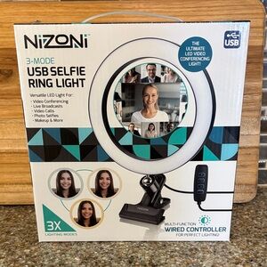 USB Selfie Ring Light - White/Black